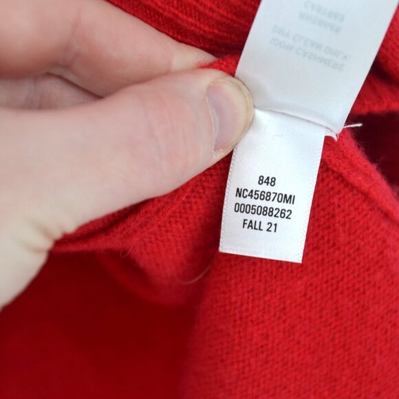 NORDSTROM Cashmere Turtleneck Sweater Lightweight Soft In Red Chinoise Women's M - Picture 6 of 7